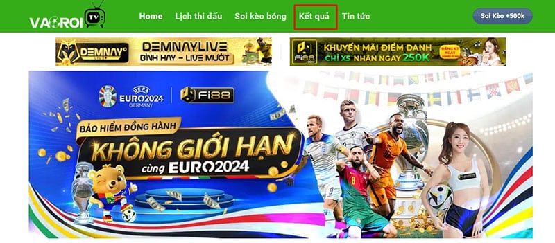 xem kết quả bóng đá mới nhất trên Vào rồi TV